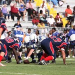 War Eagles defense line up against Cougars