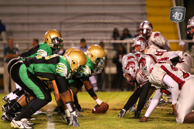 The Lincoln offense lines up against the Chiles defense
