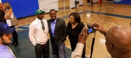 Maclay star running-back and track standout, Lee Williams poses for a picture with family members. Williams is the first student-athlete at Maclay to sign a football scholarship.