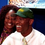 Zemaric Holt and his mother share a laugh before the signing day ceramony. Holt  was all smiles as he chose to play at Arkansas Tech next fall.